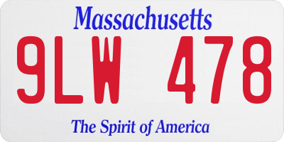 MA license plate 9LW478