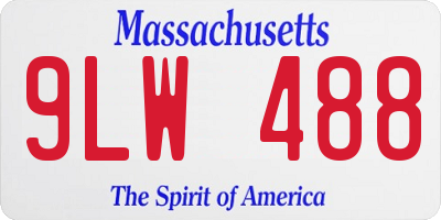 MA license plate 9LW488