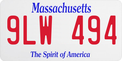 MA license plate 9LW494