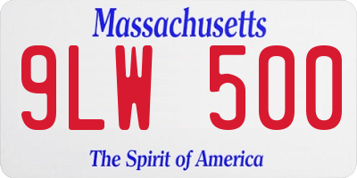MA license plate 9LW500
