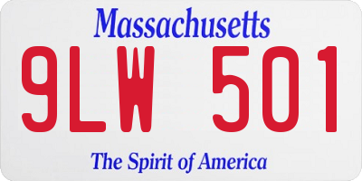 MA license plate 9LW501
