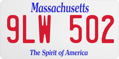 MA license plate 9LW502