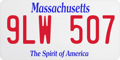 MA license plate 9LW507