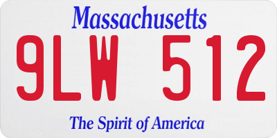 MA license plate 9LW512