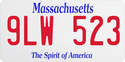 MA license plate 9LW523