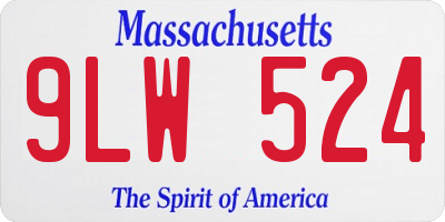 MA license plate 9LW524