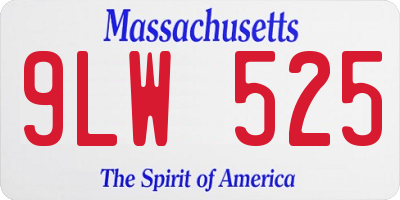 MA license plate 9LW525