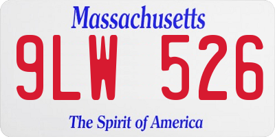 MA license plate 9LW526