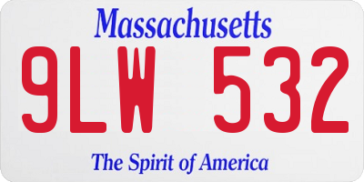 MA license plate 9LW532
