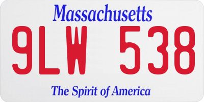 MA license plate 9LW538