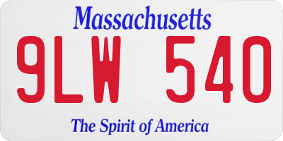 MA license plate 9LW540