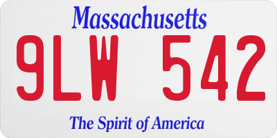 MA license plate 9LW542