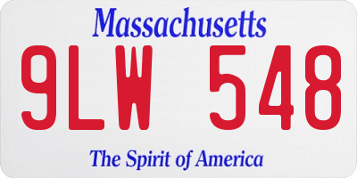 MA license plate 9LW548