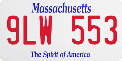 MA license plate 9LW553