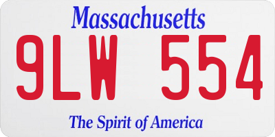 MA license plate 9LW554