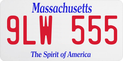 MA license plate 9LW555