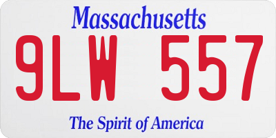 MA license plate 9LW557