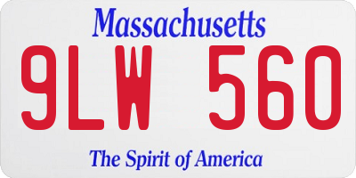 MA license plate 9LW560