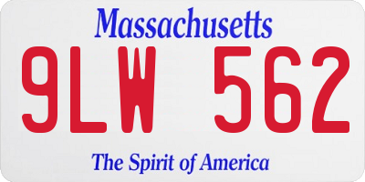 MA license plate 9LW562