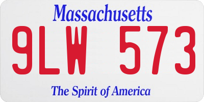 MA license plate 9LW573