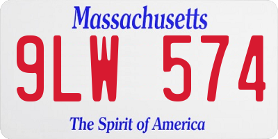 MA license plate 9LW574