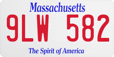 MA license plate 9LW582