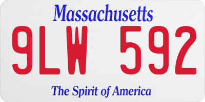 MA license plate 9LW592