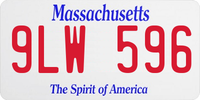 MA license plate 9LW596