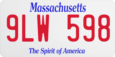 MA license plate 9LW598