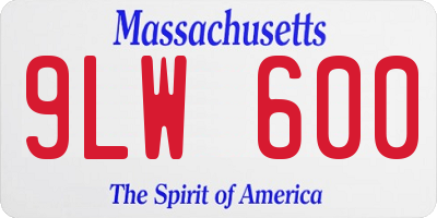 MA license plate 9LW600
