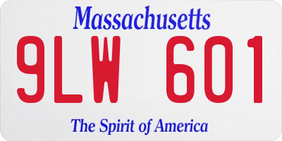 MA license plate 9LW601