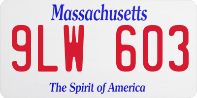 MA license plate 9LW603