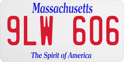 MA license plate 9LW606