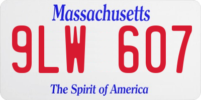 MA license plate 9LW607