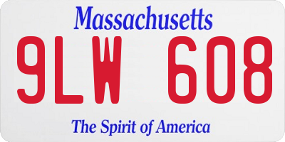 MA license plate 9LW608