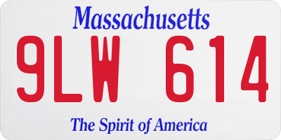 MA license plate 9LW614