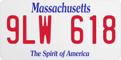 MA license plate 9LW618