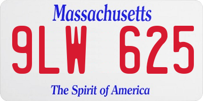 MA license plate 9LW625