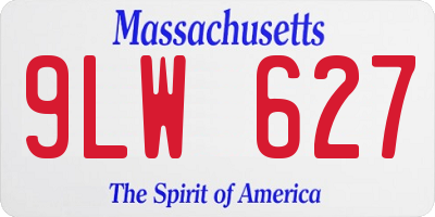 MA license plate 9LW627