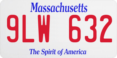 MA license plate 9LW632