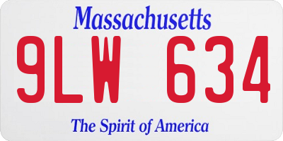 MA license plate 9LW634