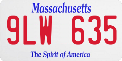 MA license plate 9LW635