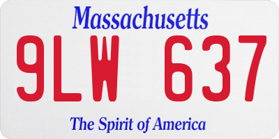 MA license plate 9LW637