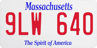 MA license plate 9LW640
