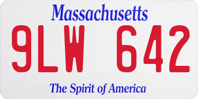 MA license plate 9LW642