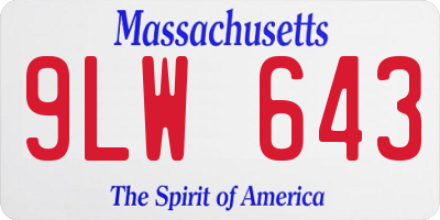 MA license plate 9LW643