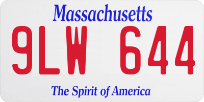 MA license plate 9LW644