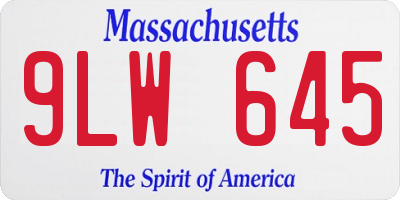 MA license plate 9LW645