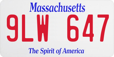 MA license plate 9LW647