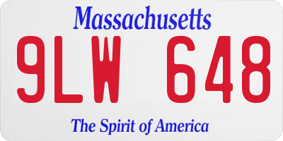 MA license plate 9LW648
